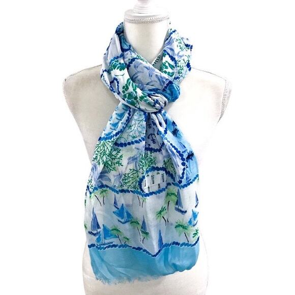 Talbots Accessories - Talbots Nautical Sailboat Gauze Scarf